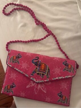 Pink Elephant Print Crossbody Bag